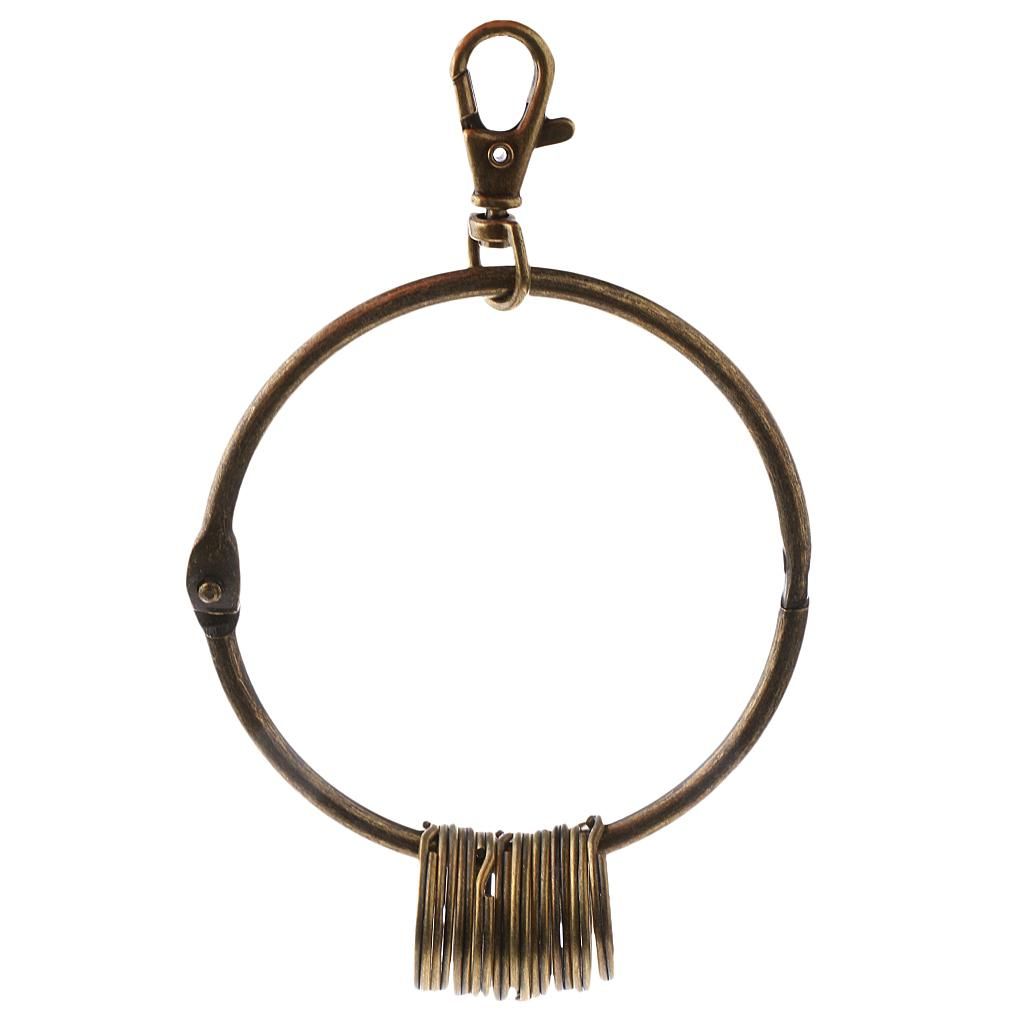 Bronze Round Large Circular Metal Keychain Key Holder Key