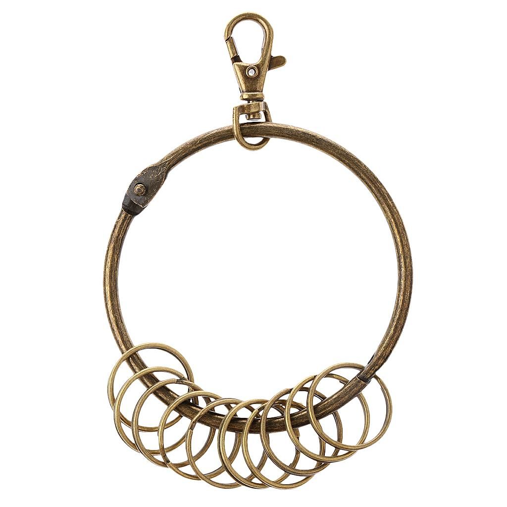 Bronze Round Large Circular Metal Keychain Key Holder Key