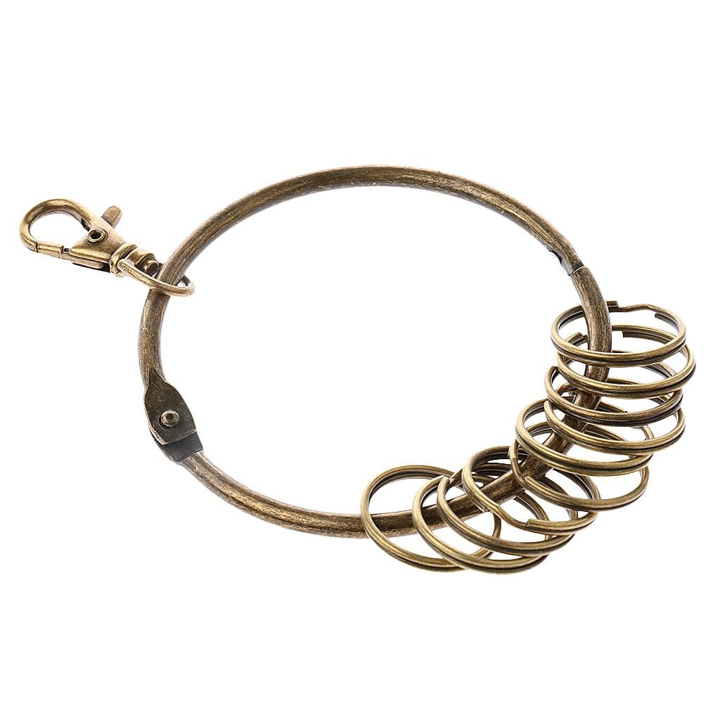 Bronze Round Large Circular Metal Keychain Key Holder Key