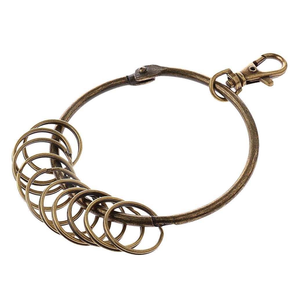 Bronze Round Large Circular Metal Keychain Key Holder Key