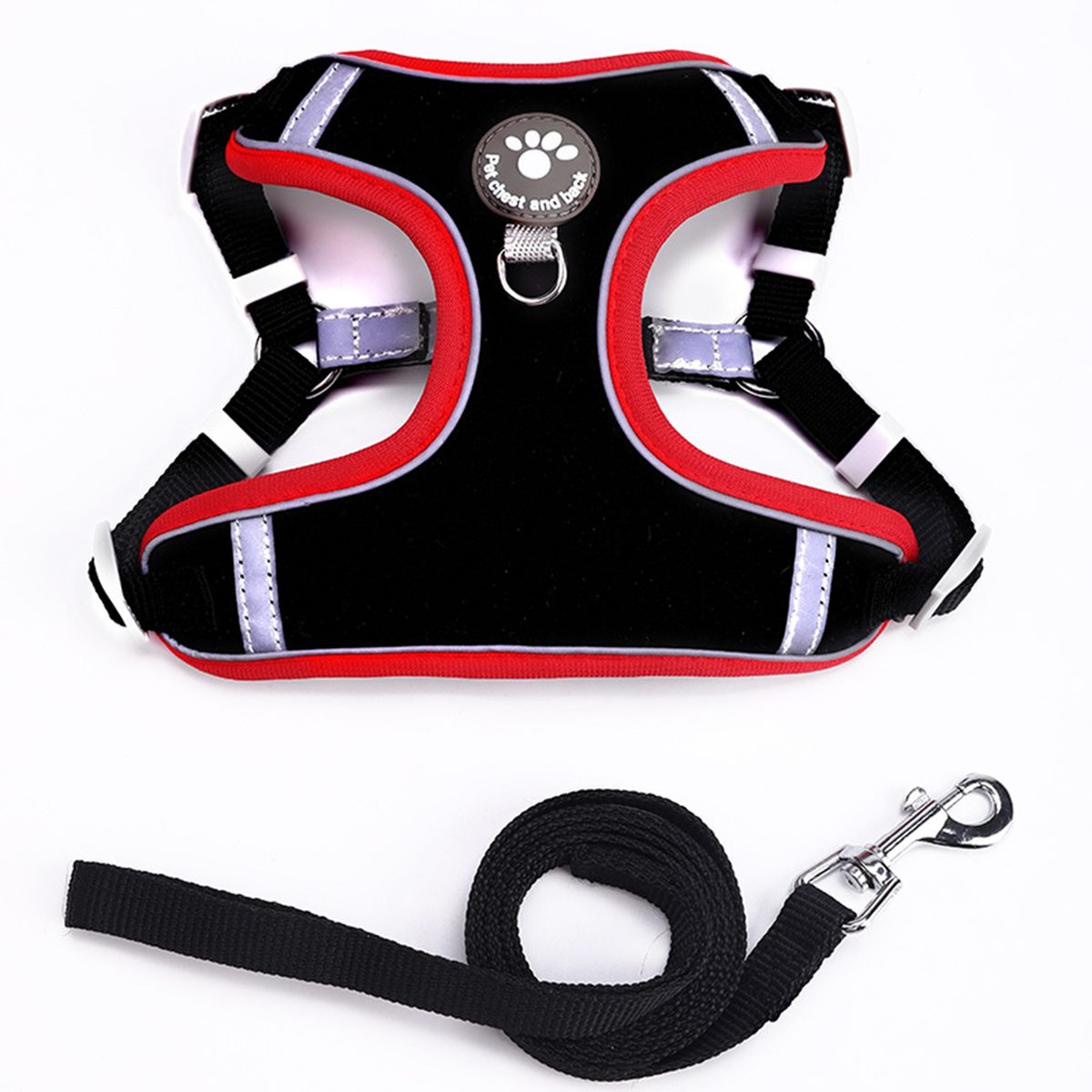 Pet Harness Medium Large Dog Lead Walking Running Chest Strap Black