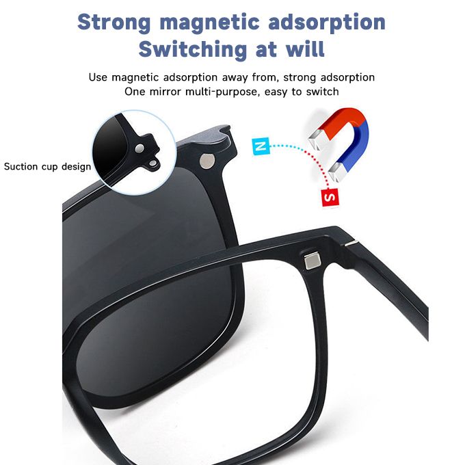 3 In 1 Magnetic Suction Sunglasses Polarizing Clip Piece Night Vision Goggles Sun Glasses Anti-fog