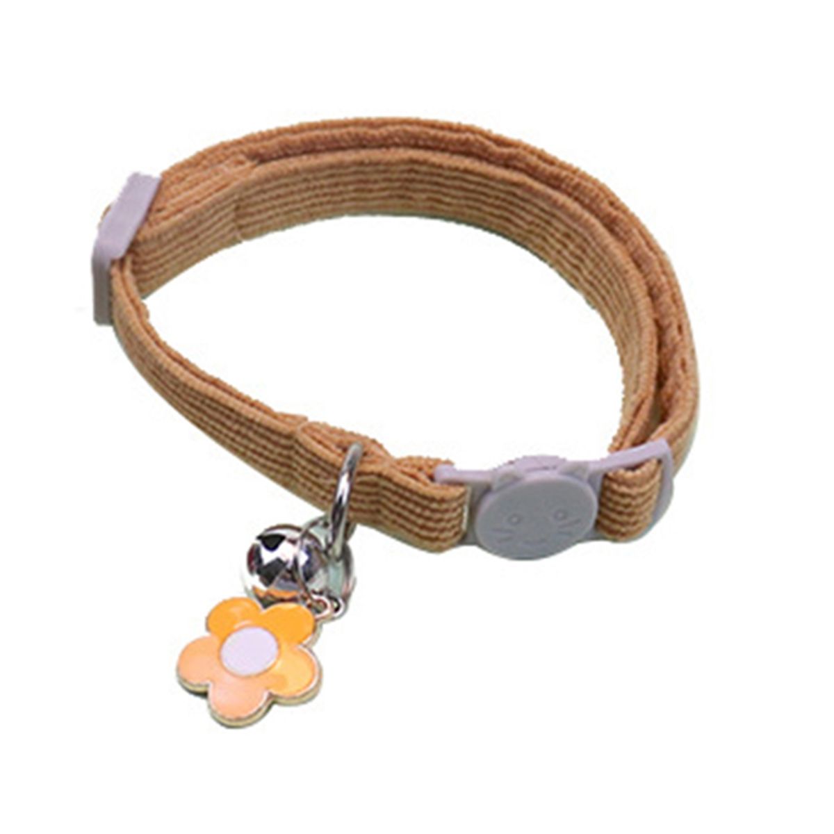 Pet Collar Cat Necklace Traction Cute Cartoon Flower Bell Collar Orange