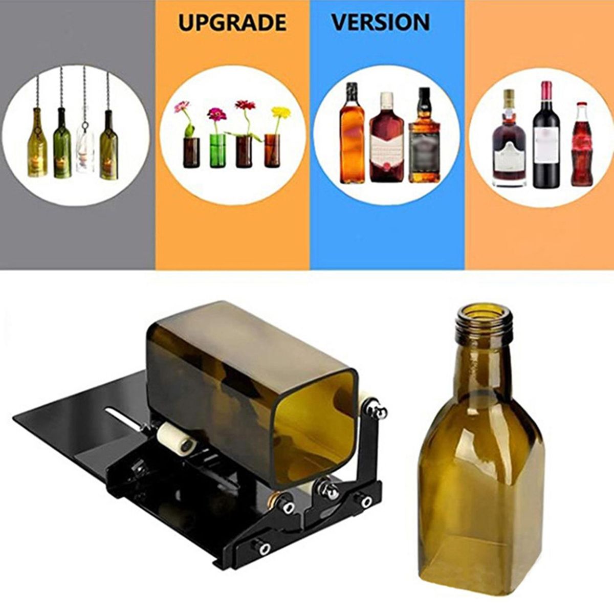 Glass Bottle Cutter, Bottle Cutting Tool Kit, DIY Machine for Cutting Wine Bottle for Round, Square Bottle