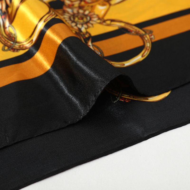 Women's Imitated Silk Fabric Scarf - Black Gold