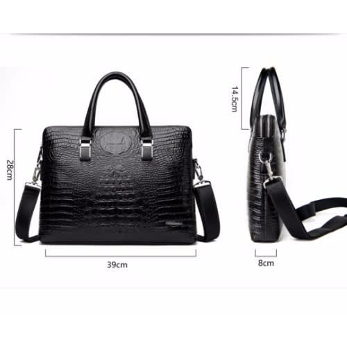 Men's Crocodile Skin Messenger Bag - Black