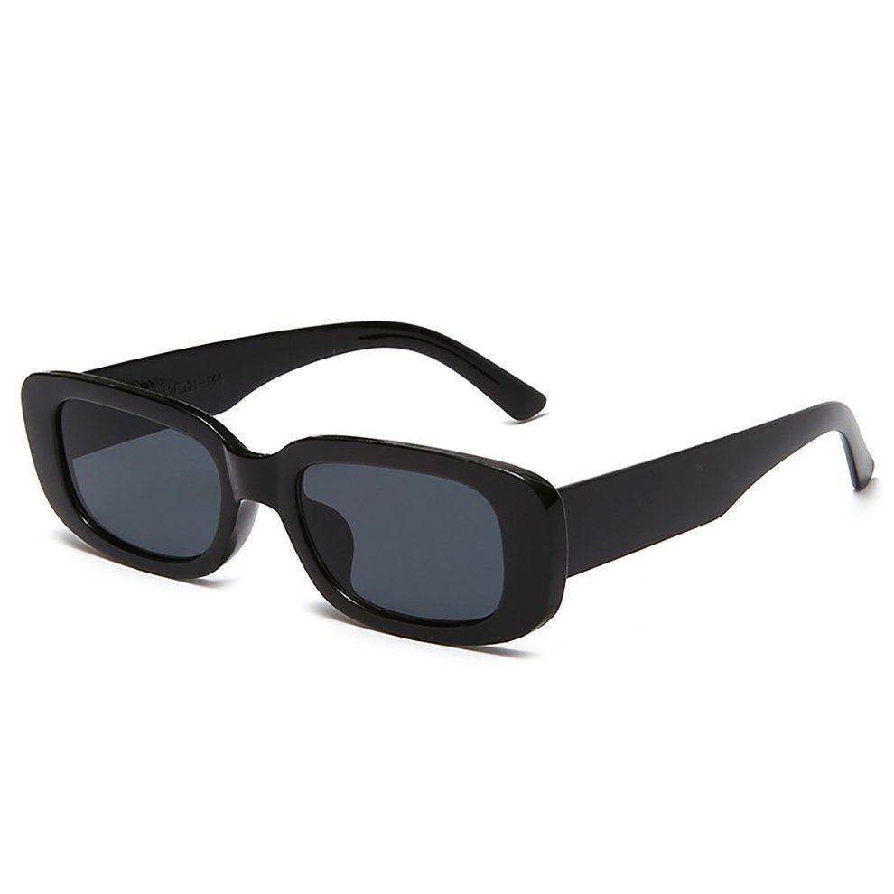Portable Square Sungl Es Travel Re Tangle Small Vintage Retro Sungl Es-black Frame Black Gray Slices-144*145*40mm