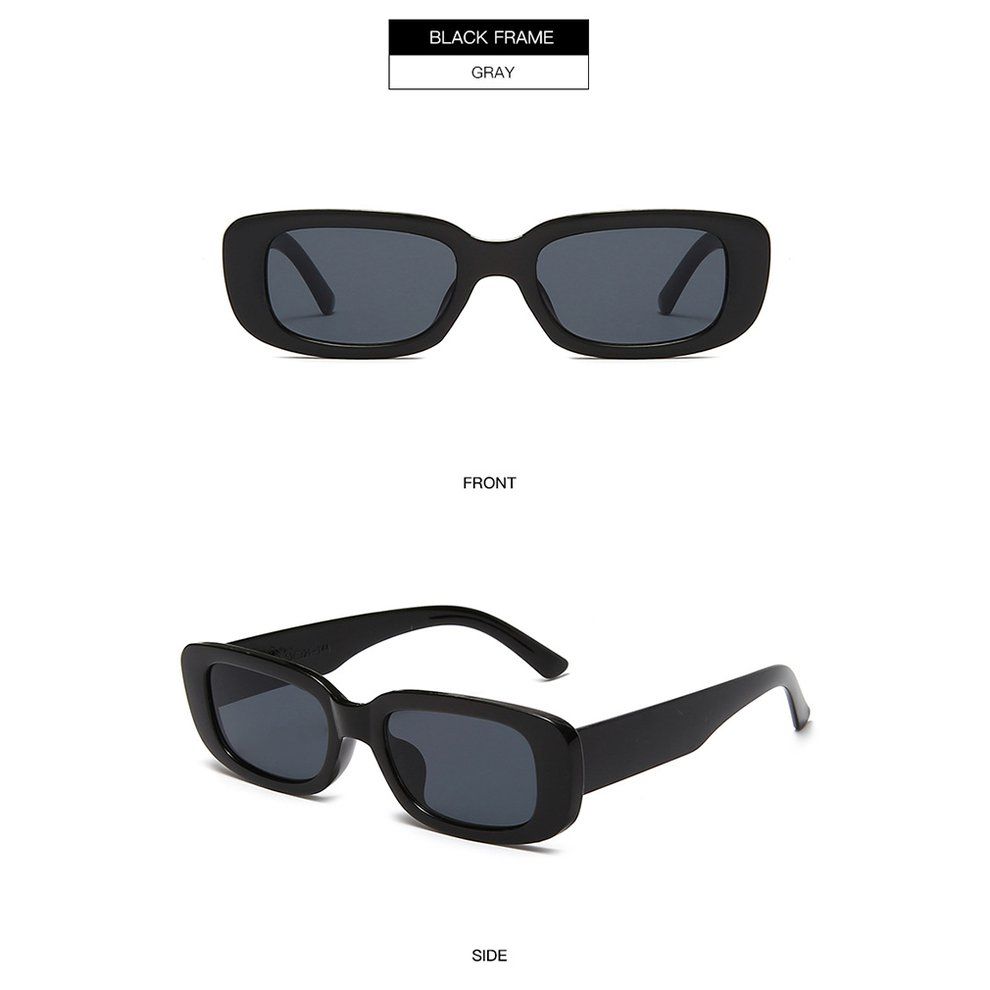 Portable Square Sungl Es Travel Re Tangle Small Vintage Retro Sungl Es-black Frame Black Gray Slices-144*145*40mm