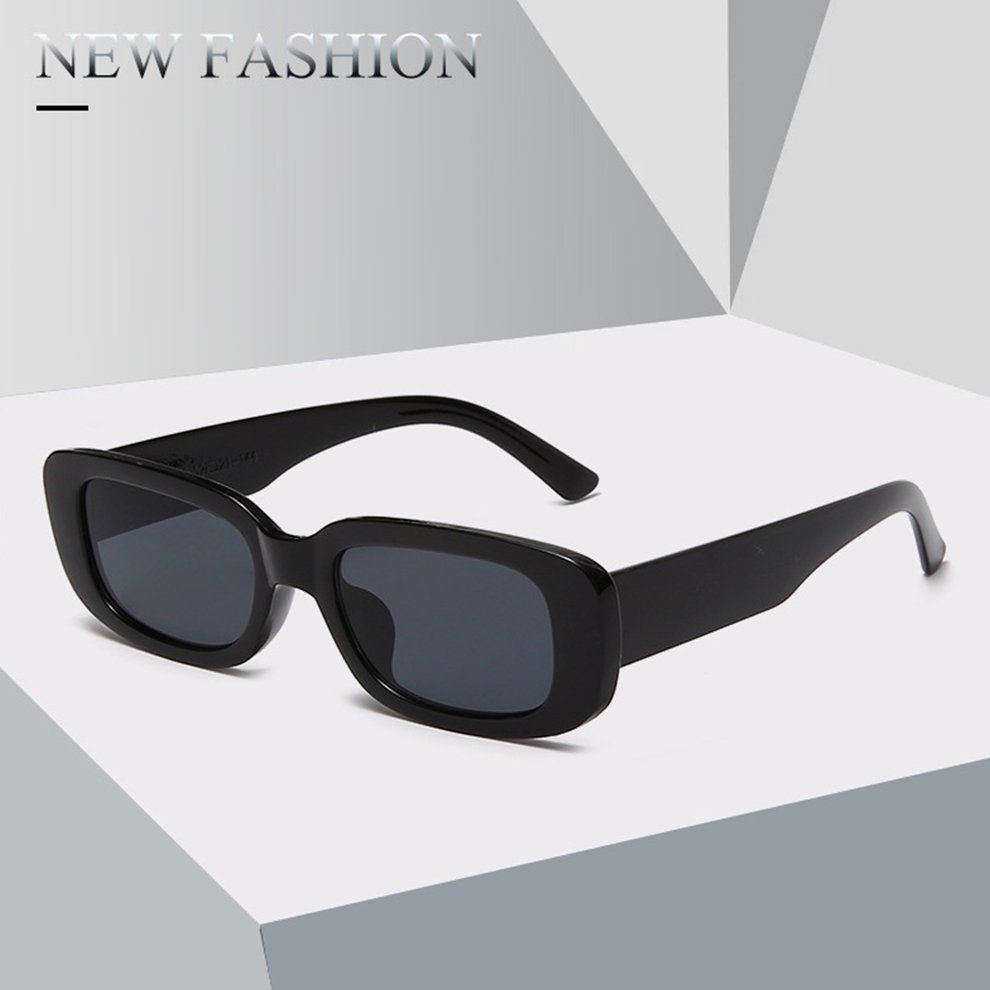 Portable Square Sungl Es Travel Re Tangle Small Vintage Retro Sungl Es-black Frame Black Gray Slices-144*145*40mm