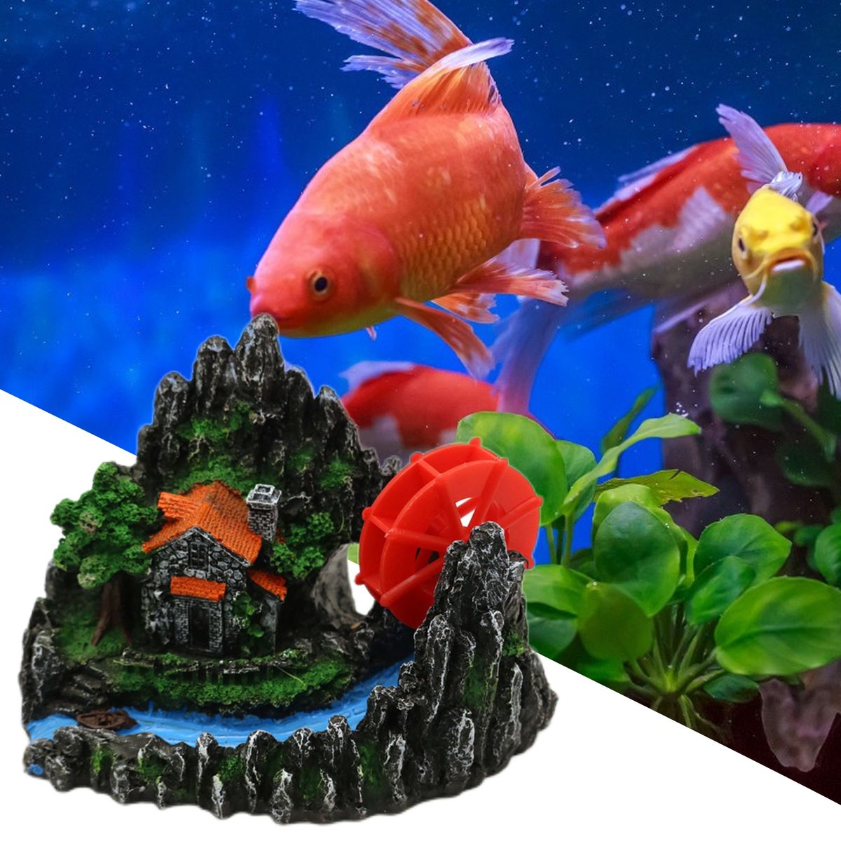 Aquarium Miniature Artificial Rock Fish Tank Ornament Multicolor