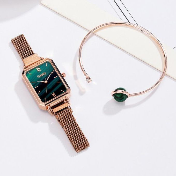 2 In 1 Women Female Fashion Quartz Wrist Watch Bracelet Set