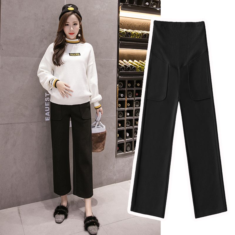Ankle-length Maternity Wide-leed Trousers Fashion Loose Pregnancy Straight
