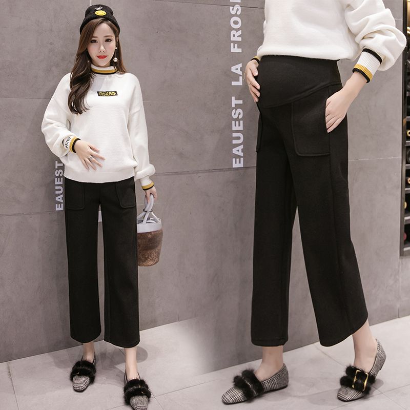 Ankle-length Maternity Wide-leed Trousers Fashion Loose Pregnancy Straight
