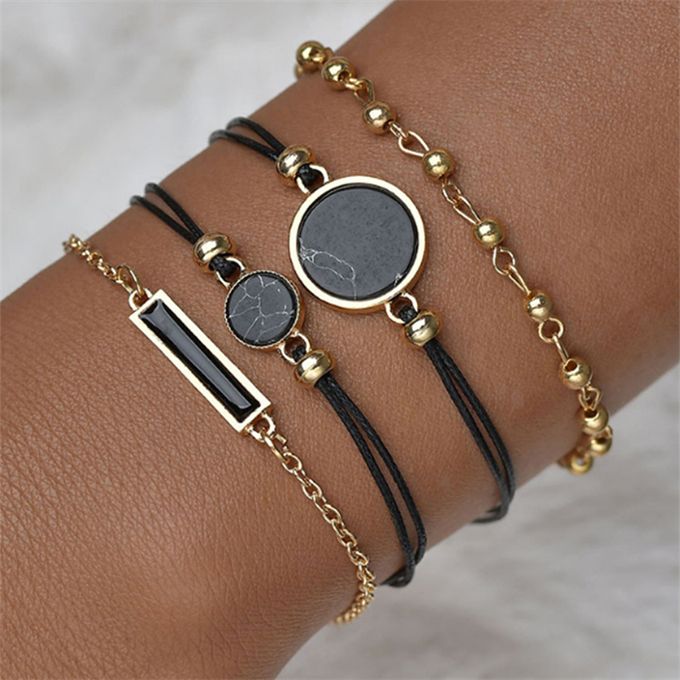 5PCS Watch Set Women Quartz Wristwatch Leather Ladies Bracelet Watch
