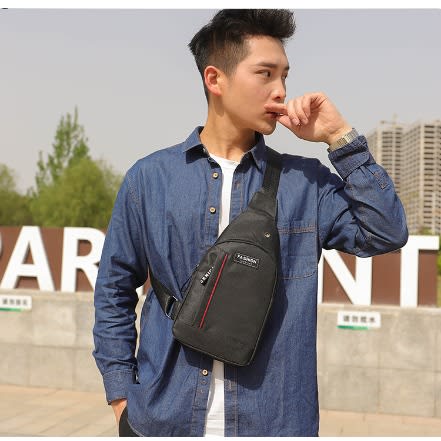 Unisex Messenger Chest Bag With Wired Earphone Port