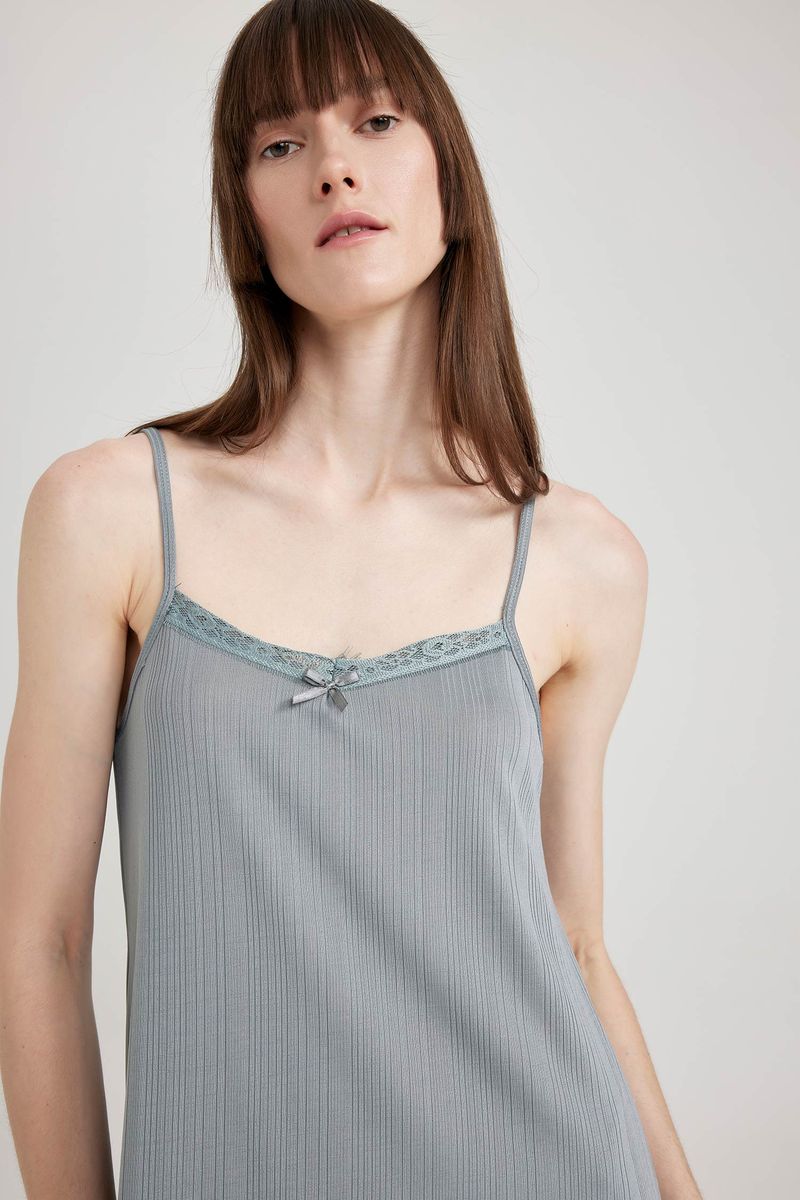 Woman Casual Regular Fit Strappy Strappy Knitted Dress - Green