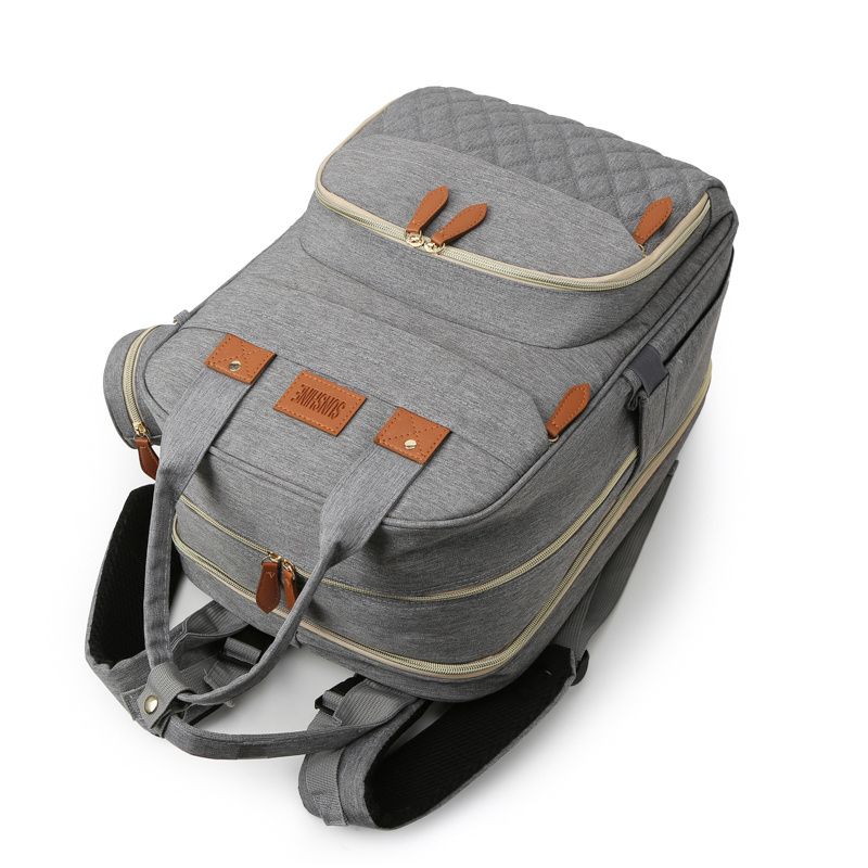 Baby Diaper Bag Backpack With Changing Station Multifunction Potable Shower Gift Baby Bag Outdoor Travel Baby Bed Waterproof Grey
