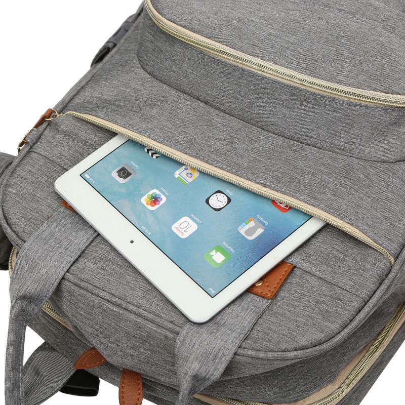 Baby Diaper Bag Backpack With Changing Station Multifunction Potable Shower Gift Baby Bag Outdoor Travel Baby Bed Waterproof Grey