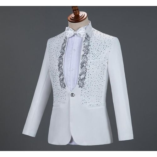 Diamond Men Suit Set Gold Embroidered Wedding Mens Suits With Pants