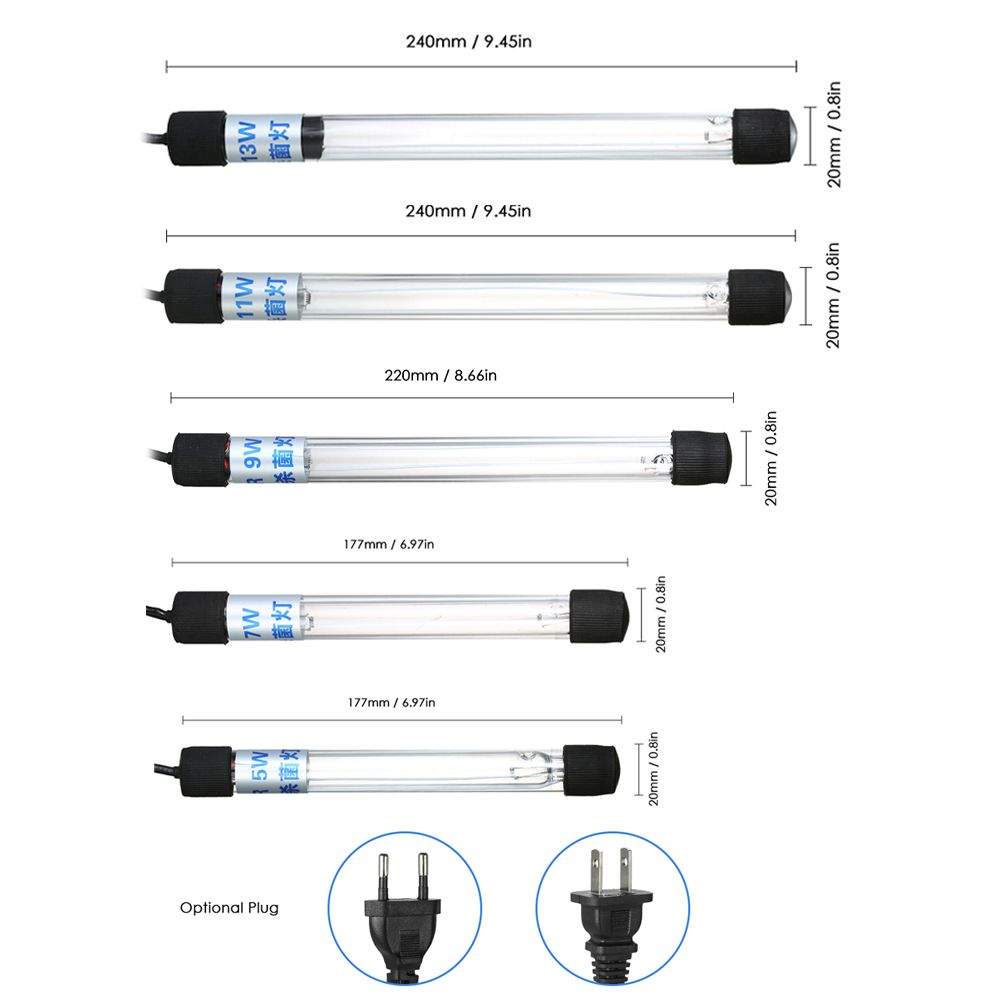 5/7/9/11/13W UV Light Sterilization Lamp For Aquarium Fish