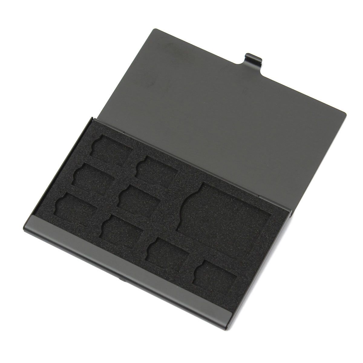 Freebang 9 Micro SD/SD Memory Card Storage Holder Box Protector Metal Cases 8 TF&1 SD Blace Black
