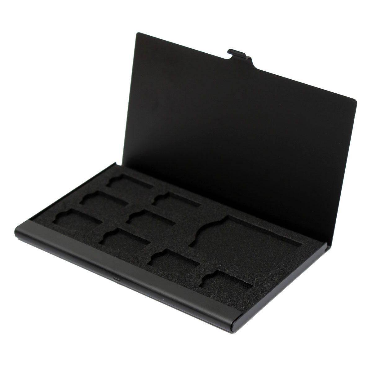 Freebang 9 Micro SD/SD Memory Card Storage Holder Box Protector Metal Cases 8 TF&1 SD Blace Black
