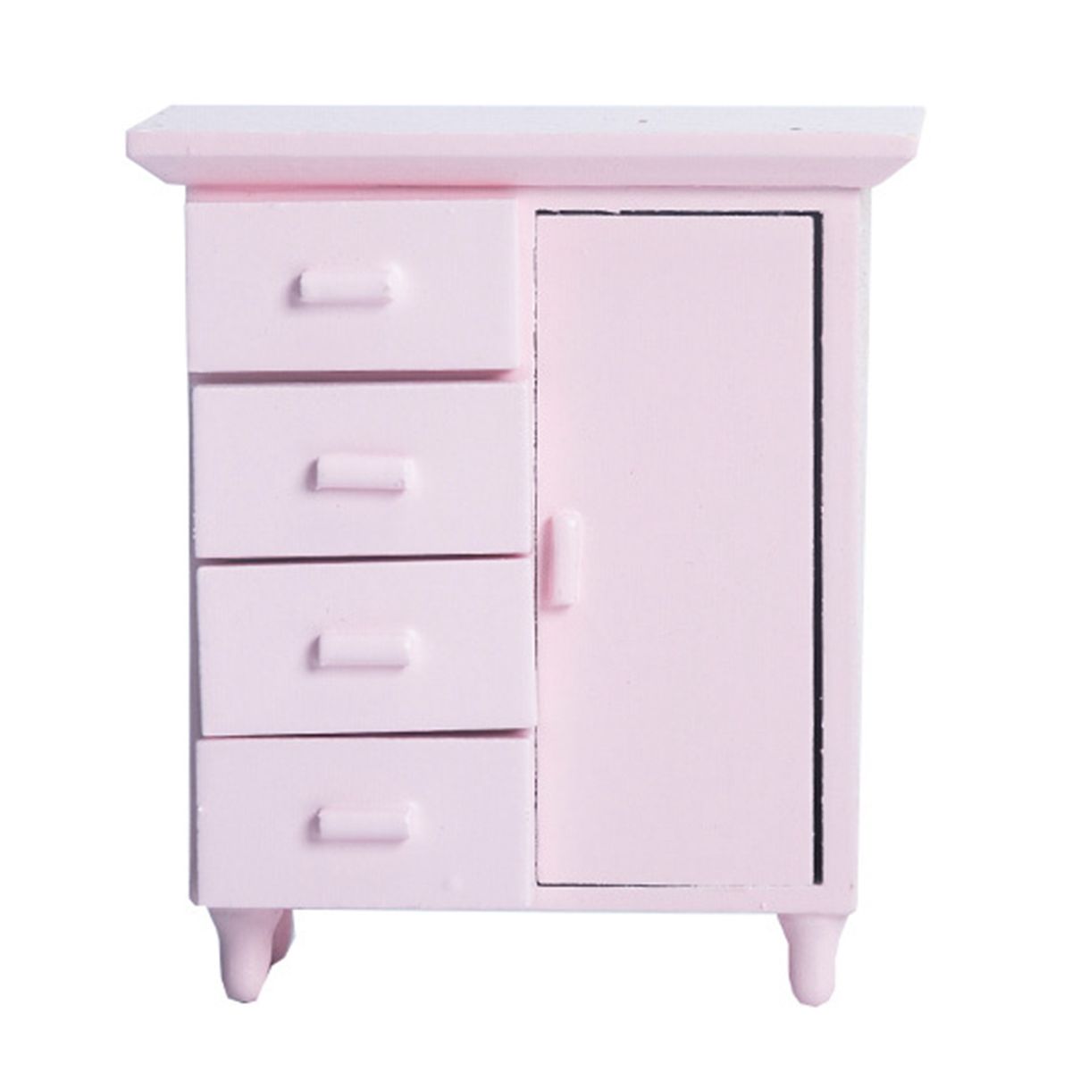 1/12 Dollhouse Miniature White 1 Door 4 Compartment Cabinet