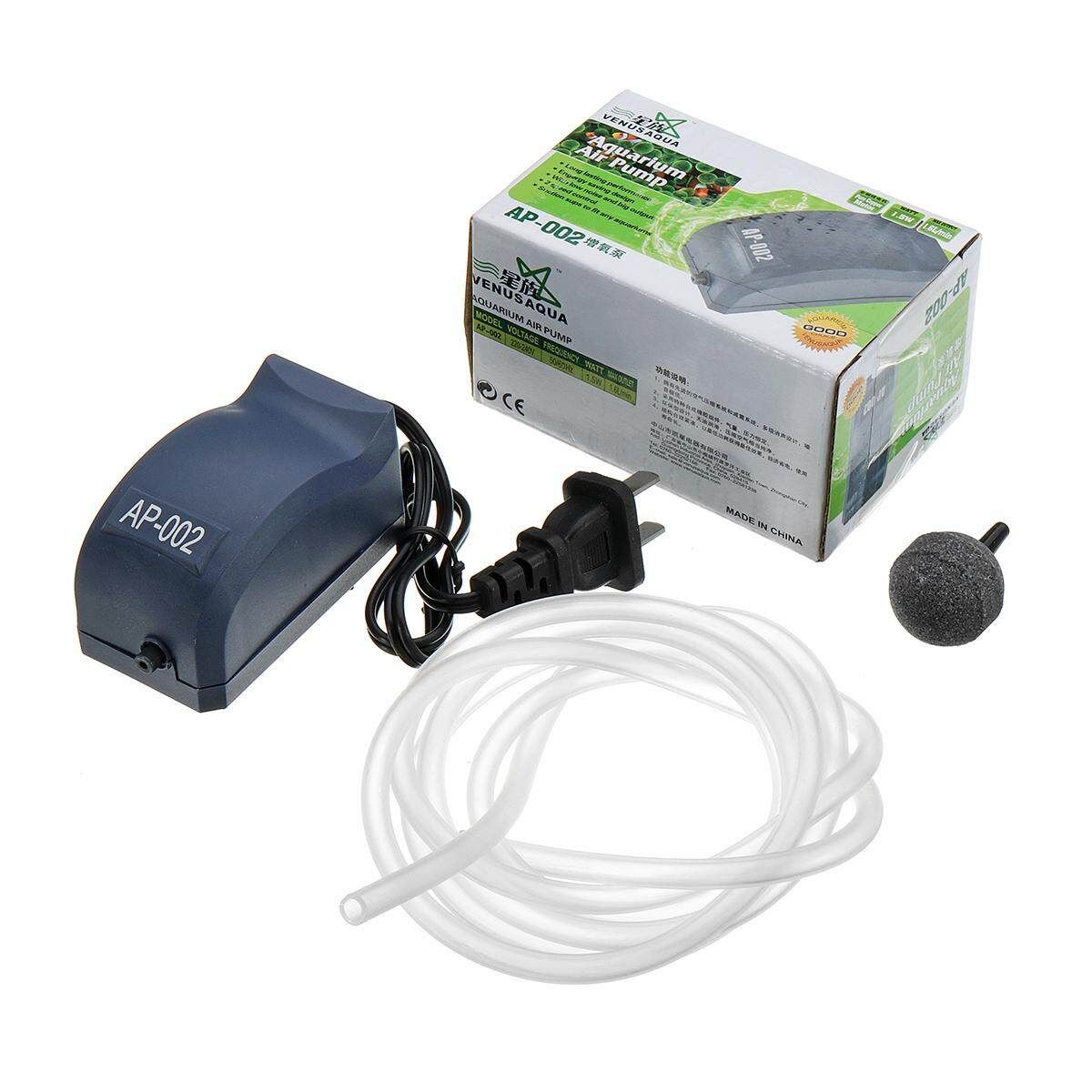 Mrosaa Ultra Silent Aquarium Air Pump #1.5W Single Hole + Airstone Set 1.5W Single Hole   Gas Stone Package