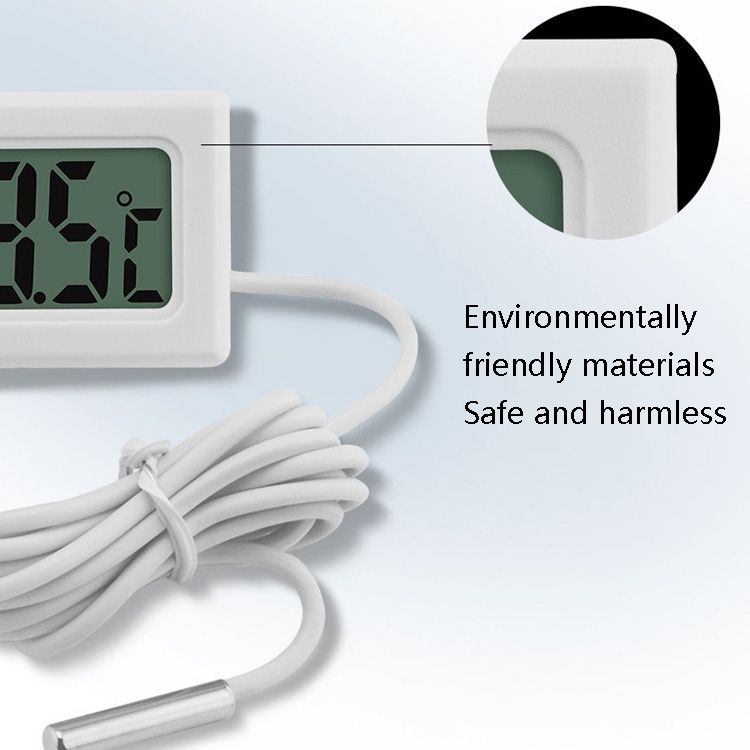 Aquarium Thermometer 2 PCS Fish Tank Digital Thermometer, Line Length: 1m (Black)