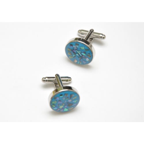Steel Detailed Cufflink In Rainbow Colour Mc3169
