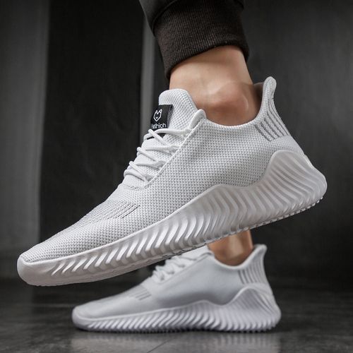 Big Size Men Running Shoes Sports Sneakers-White