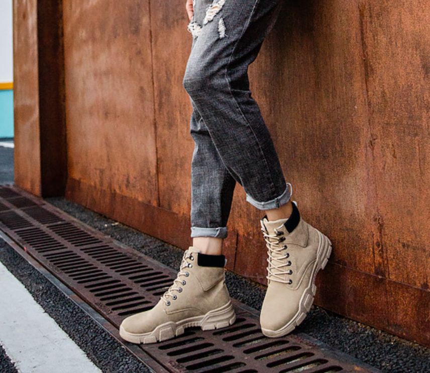 Men's Motocycle Tactical Work Boots Lace Up Shoes