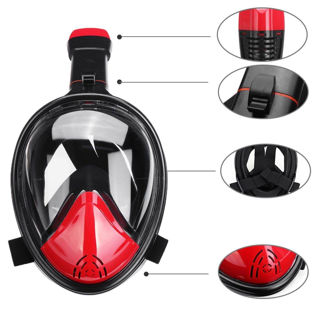 Underwater Scuba Anti Fog Full Face Diving Snorkeling Kit Respiratory Masks Safe And Waterproof Swimming Light Black