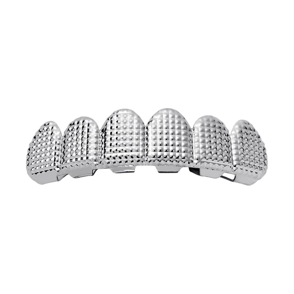 Custom Gold Plated Grills Rapper 6 Teeth Caps Women Men Silver Top
