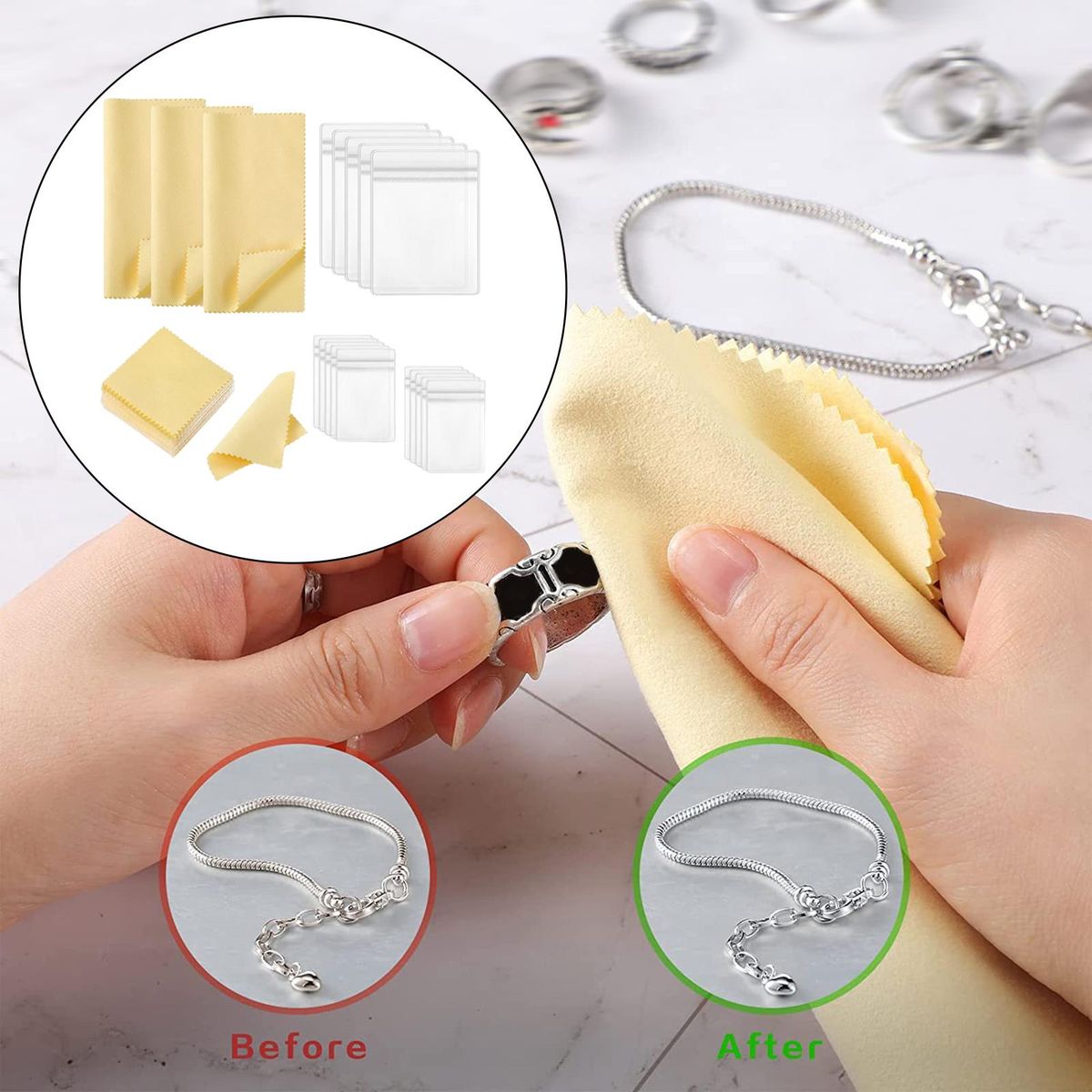 73Pcs Storage Bags Cleaner Zip Bags Cleaning Cloth For