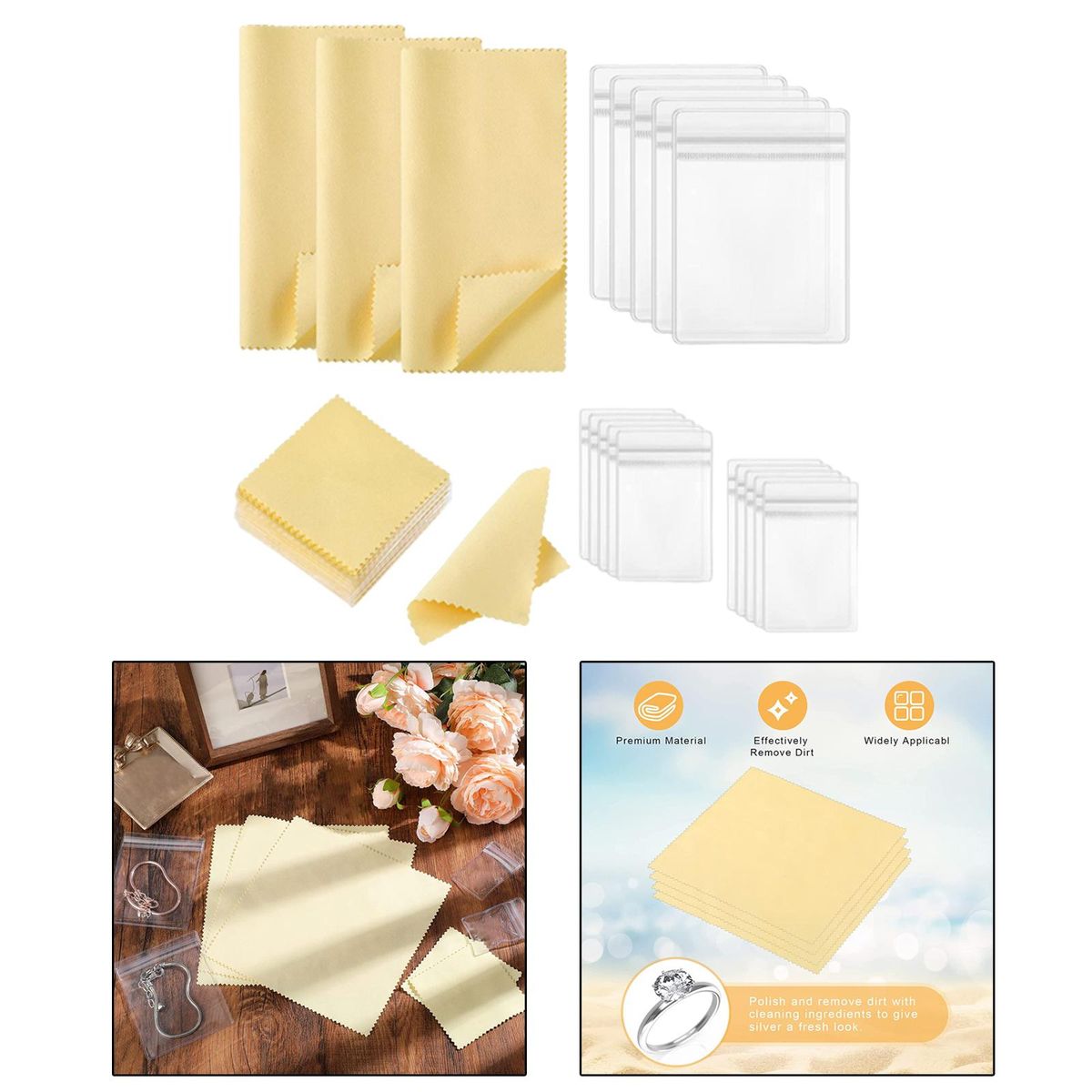 73Pcs Storage Bags Cleaner Zip Bags Cleaning Cloth For