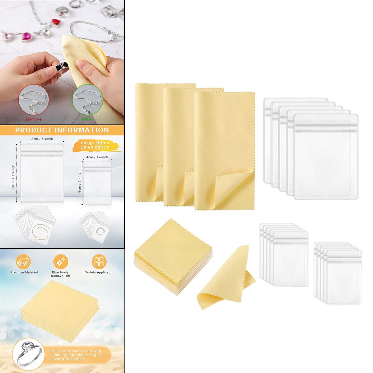 73Pcs Storage Bags Cleaner Zip Bags Cleaning Cloth For