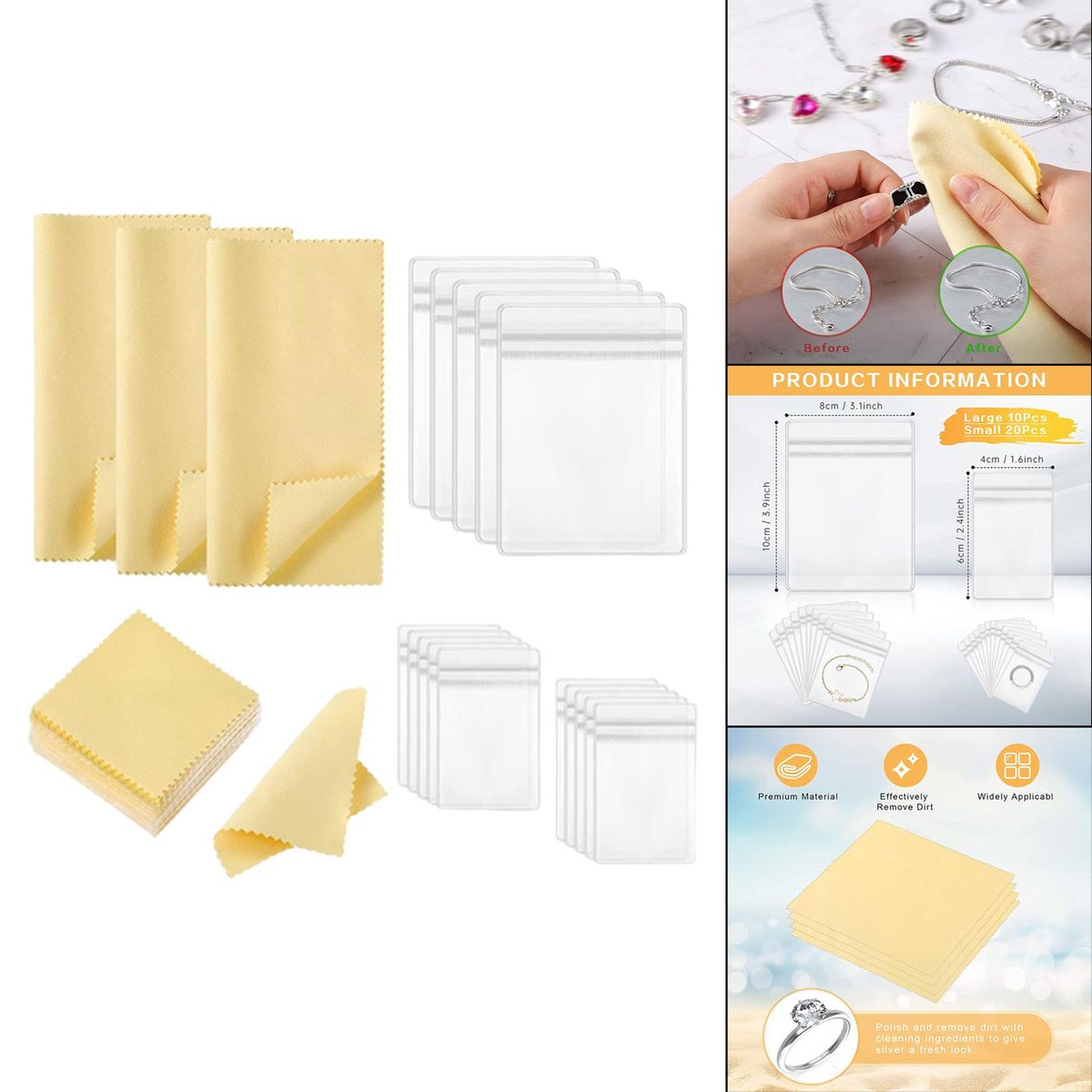 73Pcs Storage Bags Cleaner Zip Bags Cleaning Cloth For