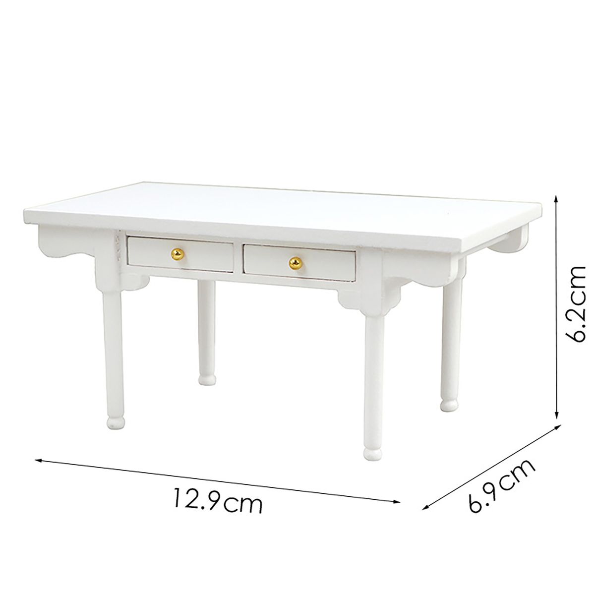 Doll House Desk Mini Miniature Dollhouse Wooden Desk Table White