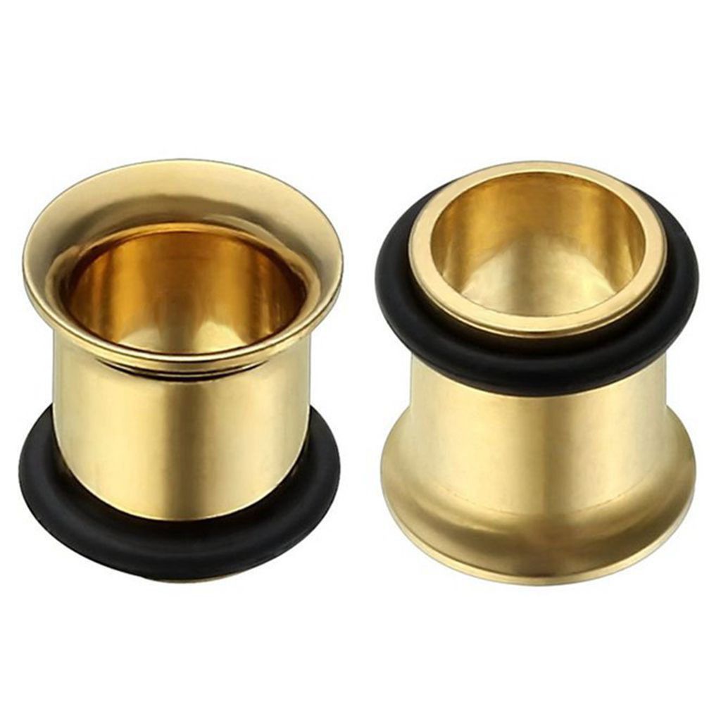 9 Pair Stainless Steel Ear Gauges Stretching Tunnel Plugs 14g Gold