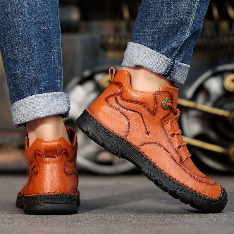 Men's Fashion Casual Hiking Climbing Leather High-top Boots Shoes
