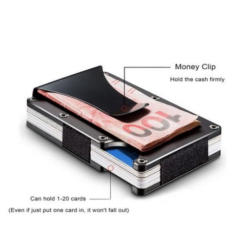 Minimalist Slim Wallet For Men,  Aluminum, Small Metal Card Holder, Cash