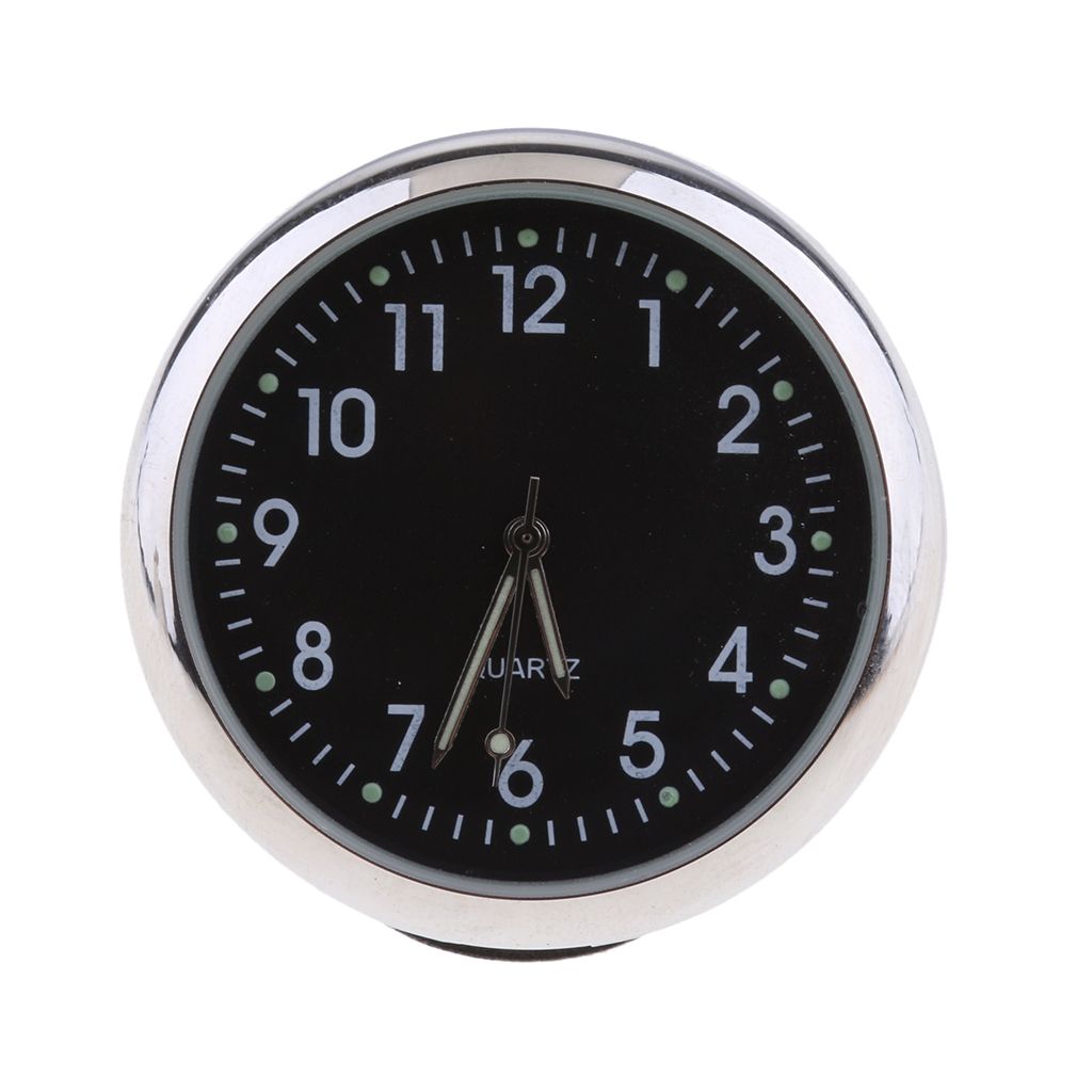 Car Dashboard Clock Table Classic Small Round Quartz White +Black