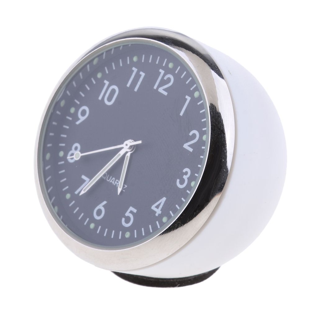 Car Dashboard Clock Table Classic Small Round Quartz White +Black