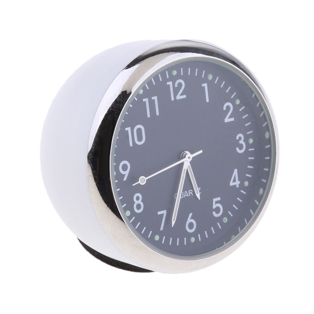 Car Dashboard Clock Table Classic Small Round Quartz White +Black