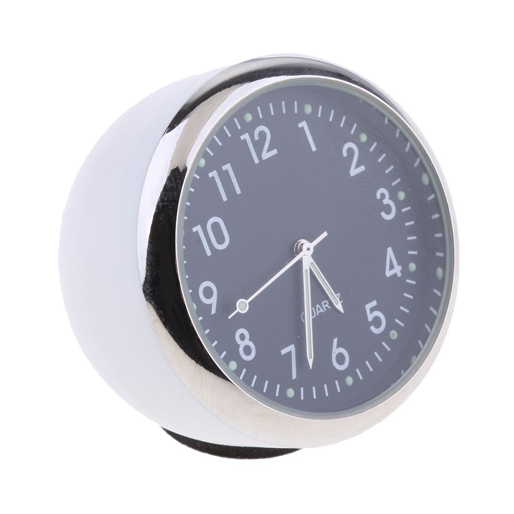Car Dashboard Clock Table Classic Small Round Quartz White +Black