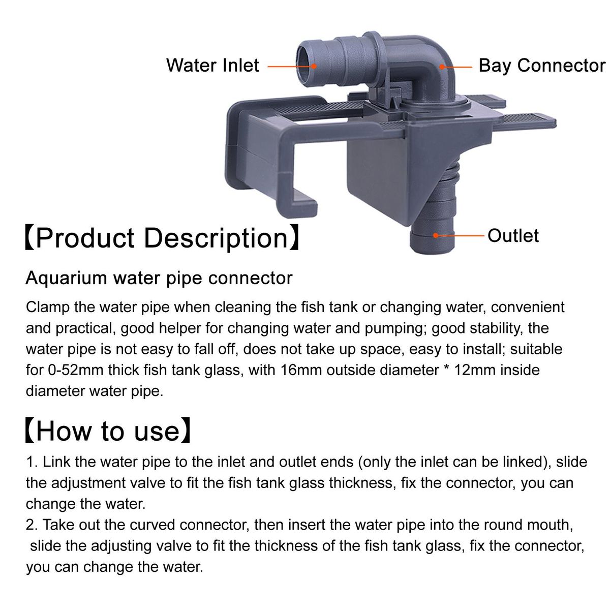 Fish Tank Holder Fish Tank Inflow Outflow Water Connector Grey