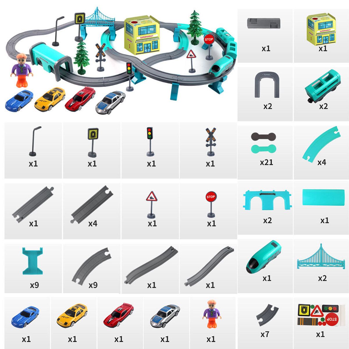 66/92PCS Electric Train Tracks Toy Set Rescue//Engineering/City Train City Train 92Pcs