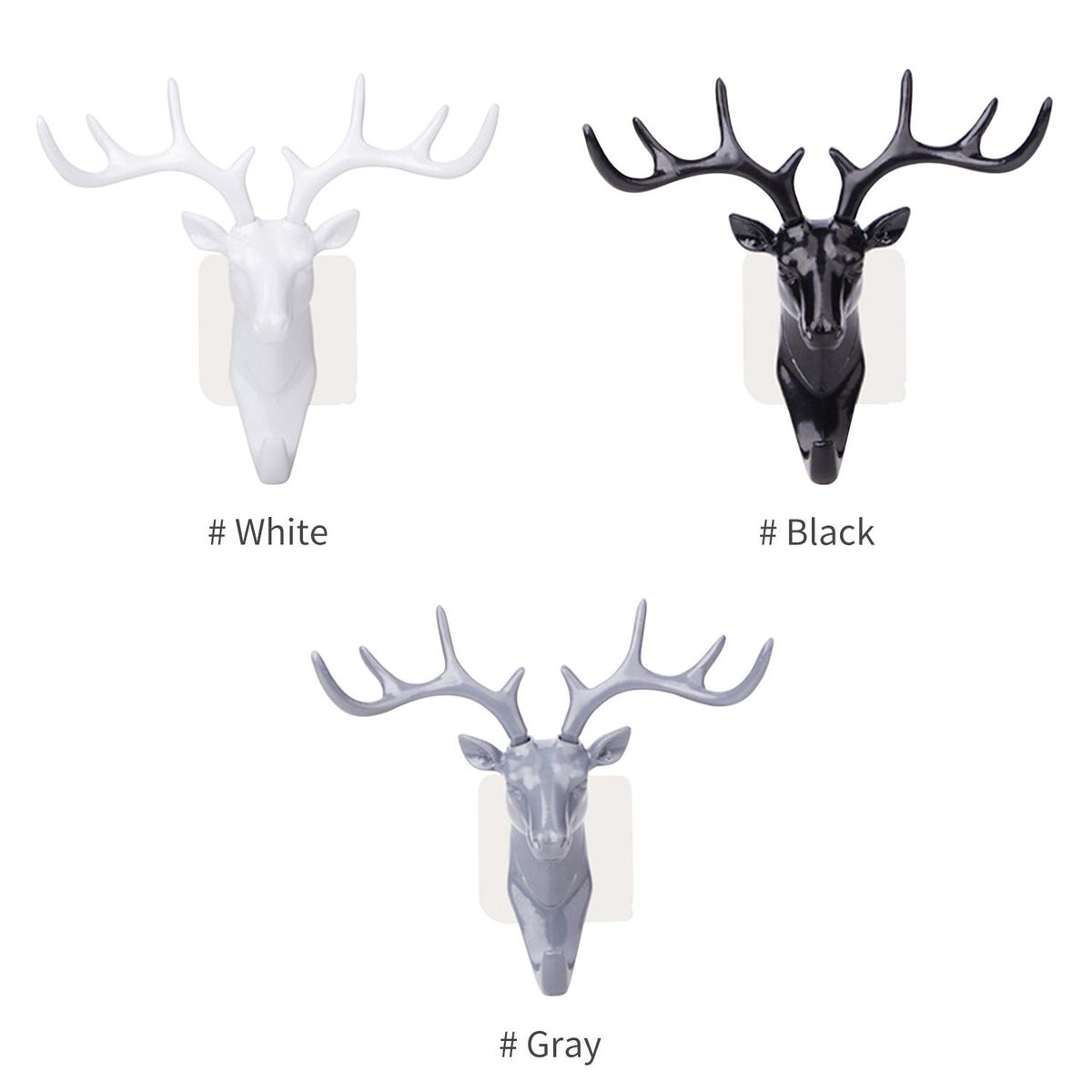 Adhesive Hook Deer Elk Head Shape Towel Hanger No Punching Hanging Hook Wall Mount Heavy Duty Hook Keys Sticky Holder Stick on Wall Door Cabinet Bathroom Kitchen Bedroom