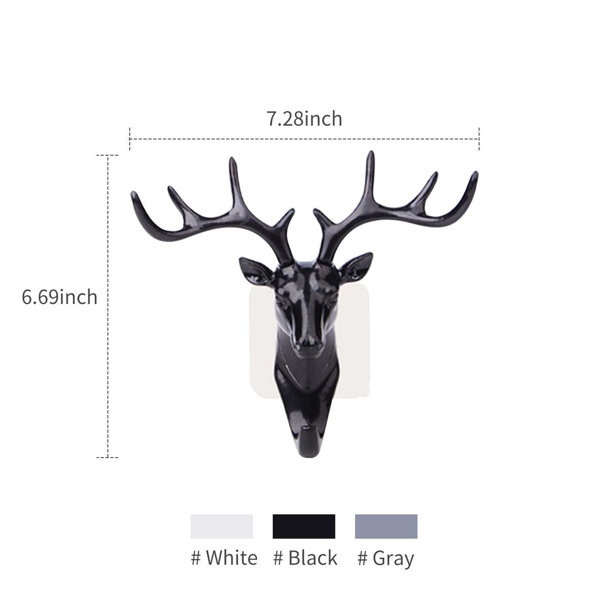 Adhesive Hook Deer Elk Head Shape Towel Hanger No Punching Hanging Hook Wall Mount Heavy Duty Hook Keys Sticky Holder Stick on Wall Door Cabinet Bathroom Kitchen Bedroom